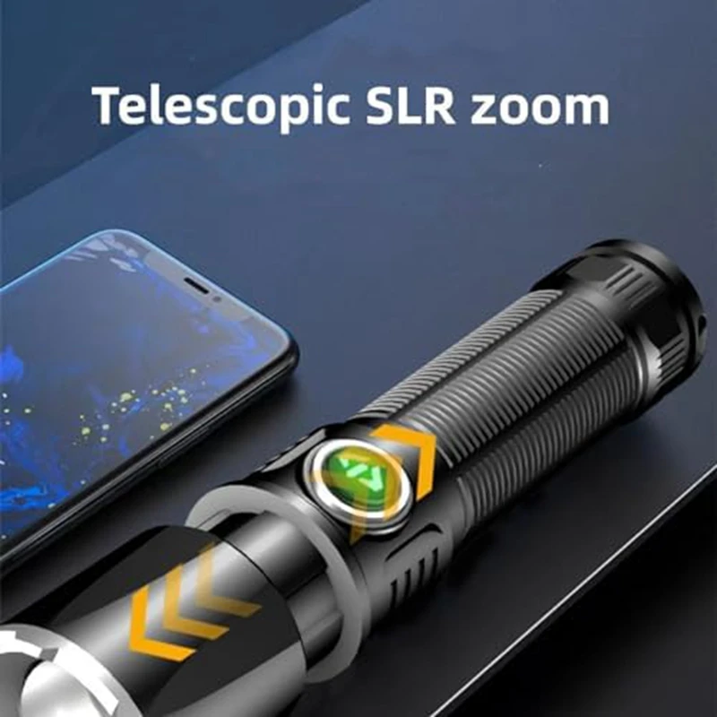 Zoomable Lanterna Recarregável, Poderosa Lanterna Portátil, 4 Modos, 1 Pc