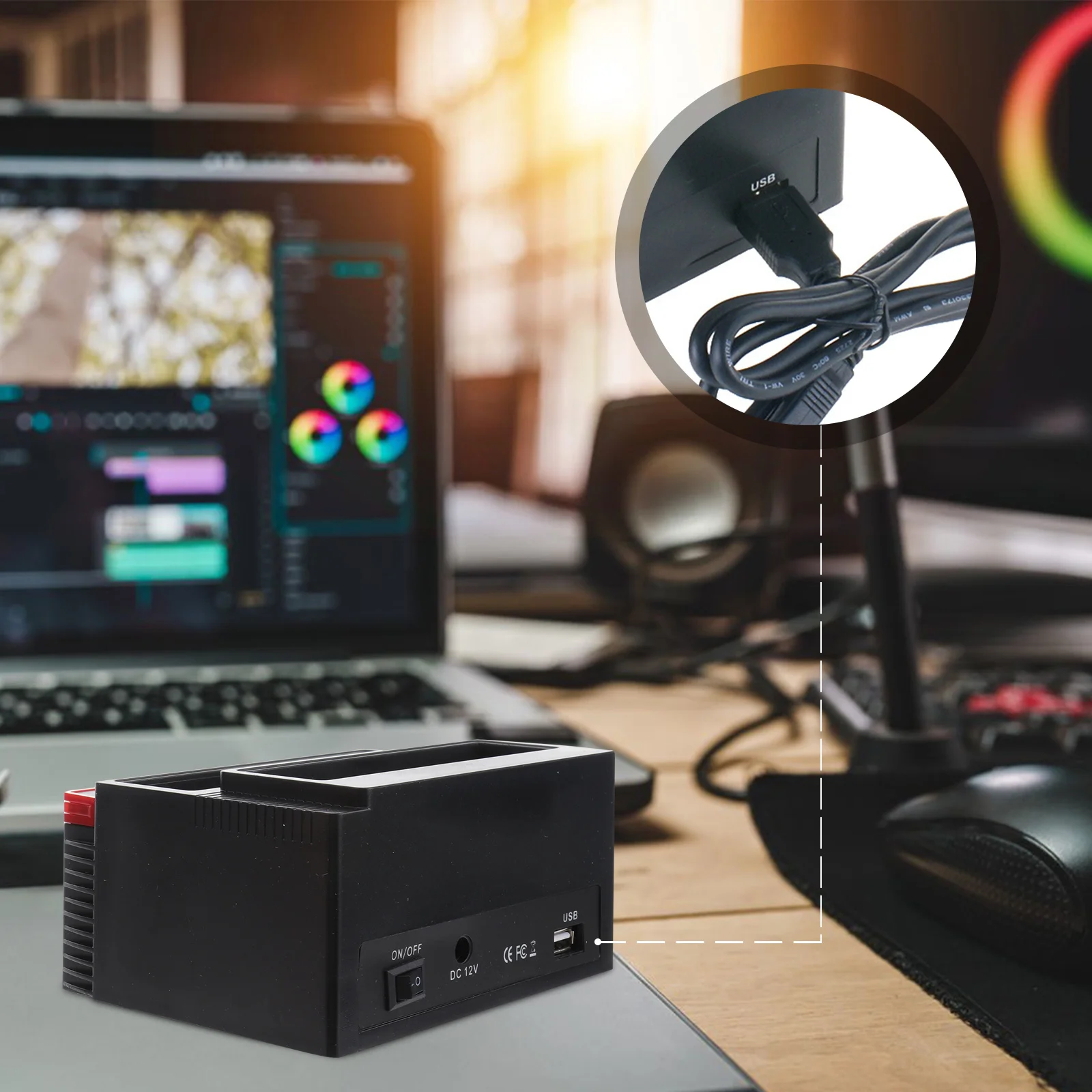 

2 Bay Hard Disk Docking Station 3TB Reader Usb2.0 Hub Easy Plug No Install Docking Station