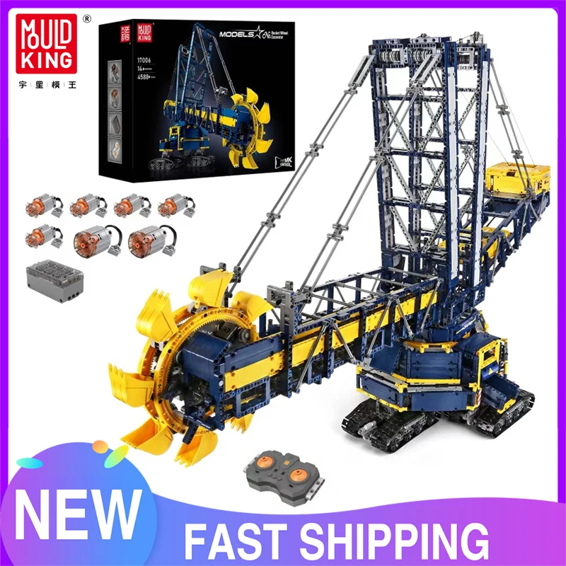 MOULD KING 17006 Technical Car Toys The APP&RC Motorized Bucket Wheel Excavator Model Building Blocks Bricks Kids Christmas Gift