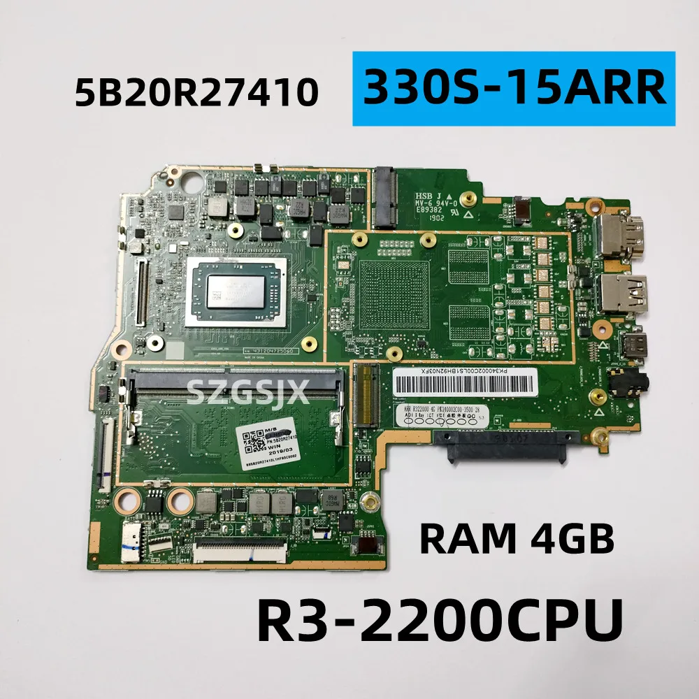 For Lenovo 330S-15ARR Laptop Motherboard, With CPU R3-2200, 4GB-RAM, 5B20R27410, 5B20R27415 100% Test Ok