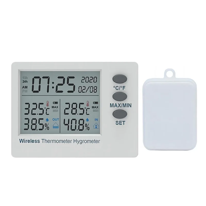 Retail Wifi Wireless Thermometer Hygrometer Indoor Outdoor Digital Temperature Humidity Meter Large Screen Electronic Time