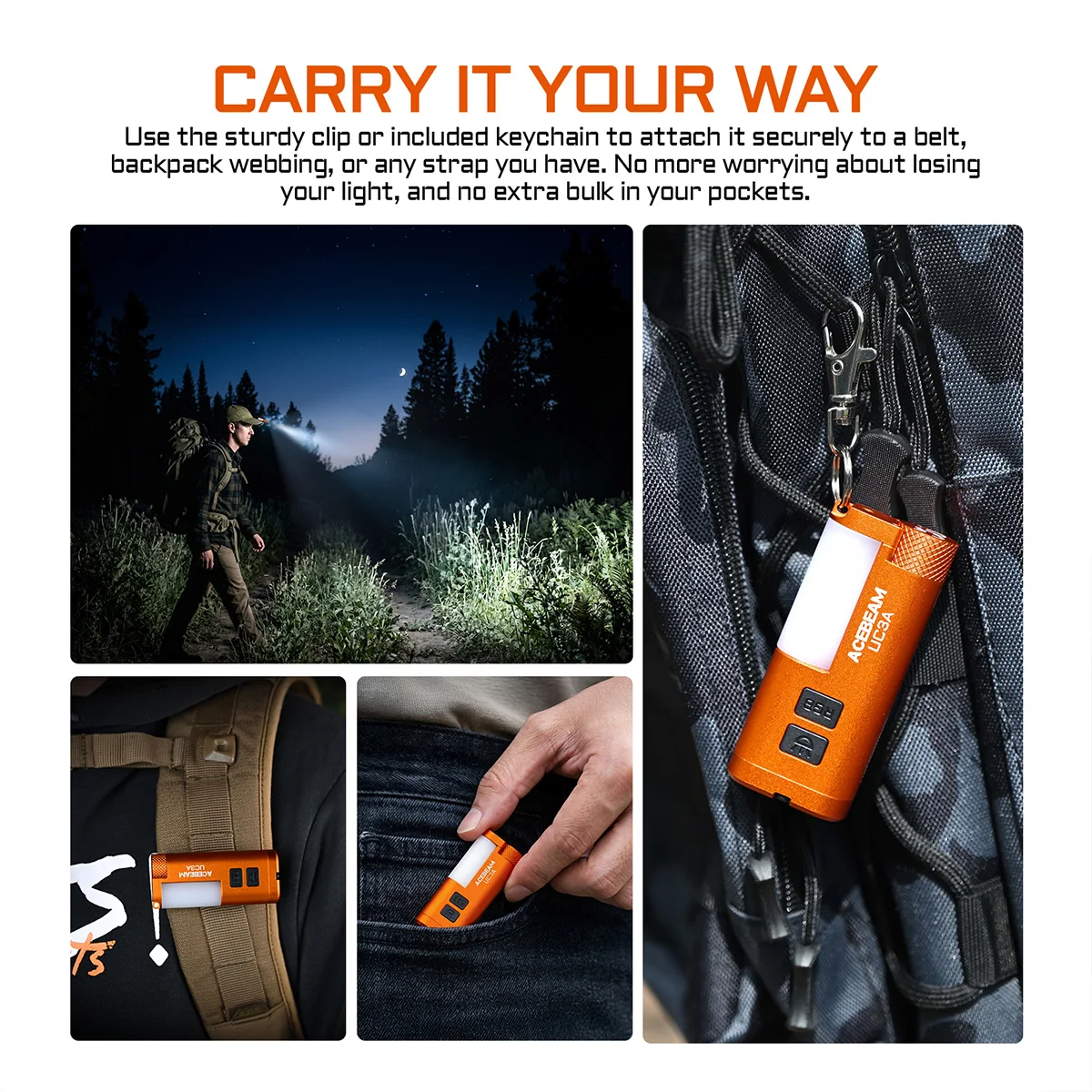 ACEBEAM UC3A EDC Flashlight Rechargeable Wide Voltage(1.2-4.8V) LED Torch With Camping Light Magnetic Multifunctional For Dog view 4