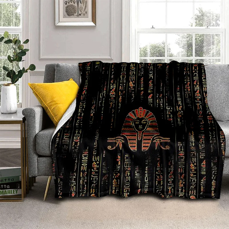 Pharaoh Egyptian Mythology Hieroglyphics Blanket,Soft Throw Blanket for Home Bedroom Bed Sofa Picnic Travel Office Cover Blanket