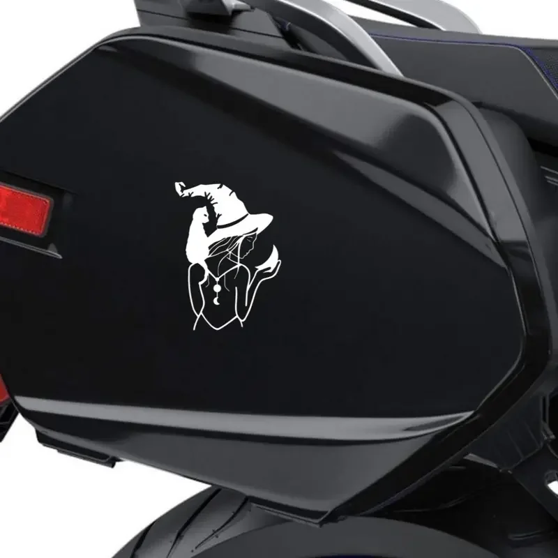 Witch Decal Girl Holding Moon Decal Shoulder Cat Decal Witchcraft Vinyl Decal For Car