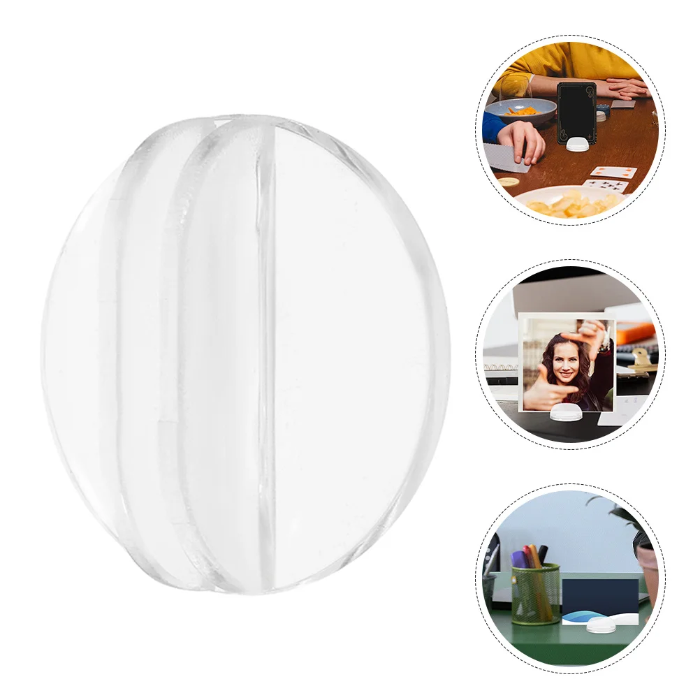 

100pcs Table Game Card Holder Transparent Round Base Desk Stand For Wedding Place Cards Menu Notes Photo Business Cards Clip