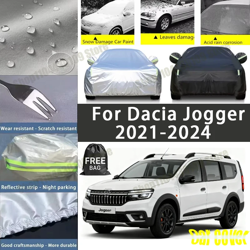 

For Dacia Jogger 2021-2024 Car Covers with Reflective Strip Anti Corrosion Sun Rain Snow Wind Protection Dustproof UV Scratch