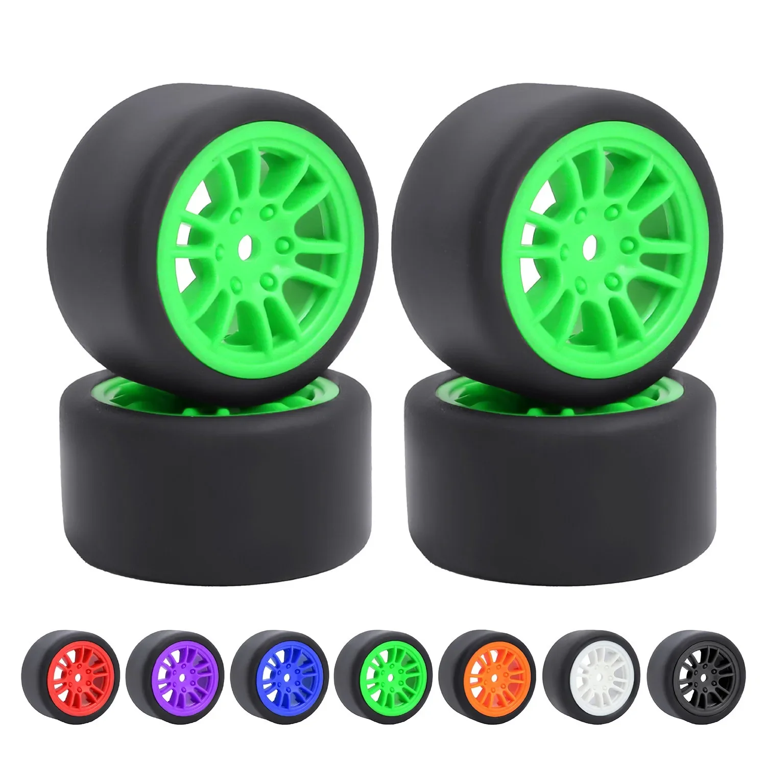 7mm Hex 34*17mm Tire Wheel Sets Fit 1/24 LOSI Micro-B 1/28 Micro-T WLtoys 244016 Mini Rally RC Car Upgrade Parts