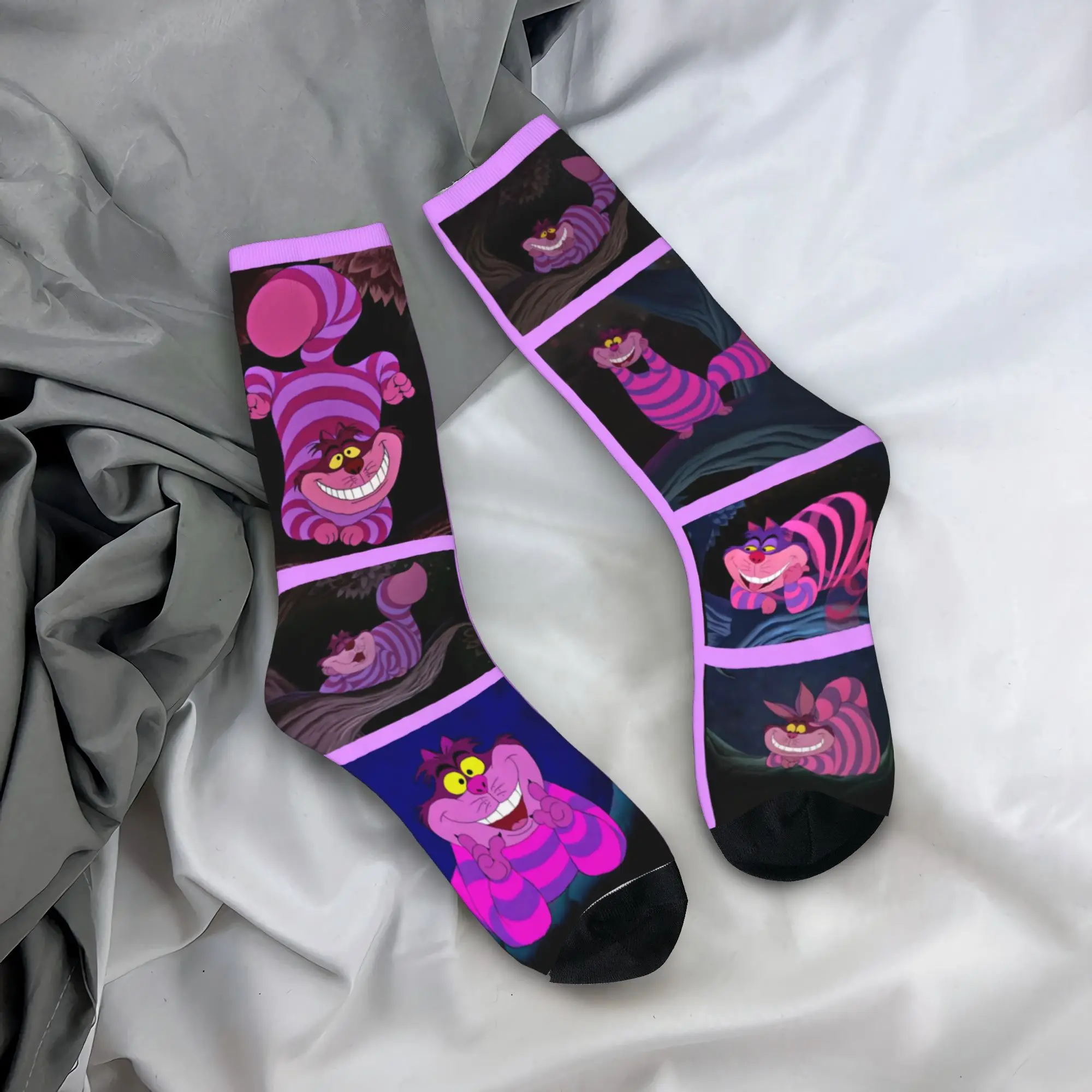 أليس في بلاد العجائب شيشاير القط جوارب أنيقة الجوارب الرجال لينة تنفس الجوارب الربيع الرياضة في الهواء الطلق عدم الانزلاق الجوارب هدية