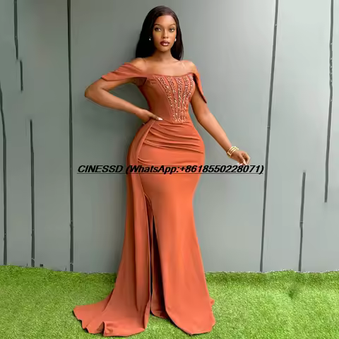 Mermaid Orange Bridesmaid Dress Off Shoulder Evening Prom Formal Party Birthday robe demoiselle d honneur femme Customized