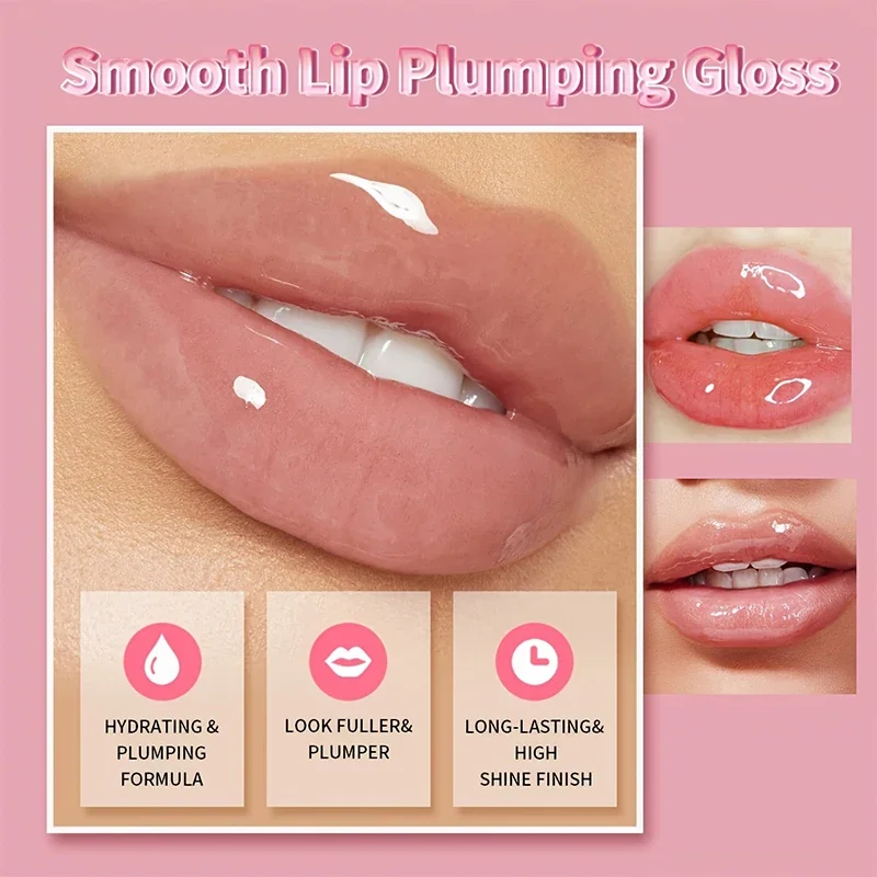 Nawilżający błyszczyk do ust z efektem powiększania ust, długotrwały efekt nawilżenia, wysoki połysk, przezroczysty olejek do ust, płynny balsam powiększający usta.