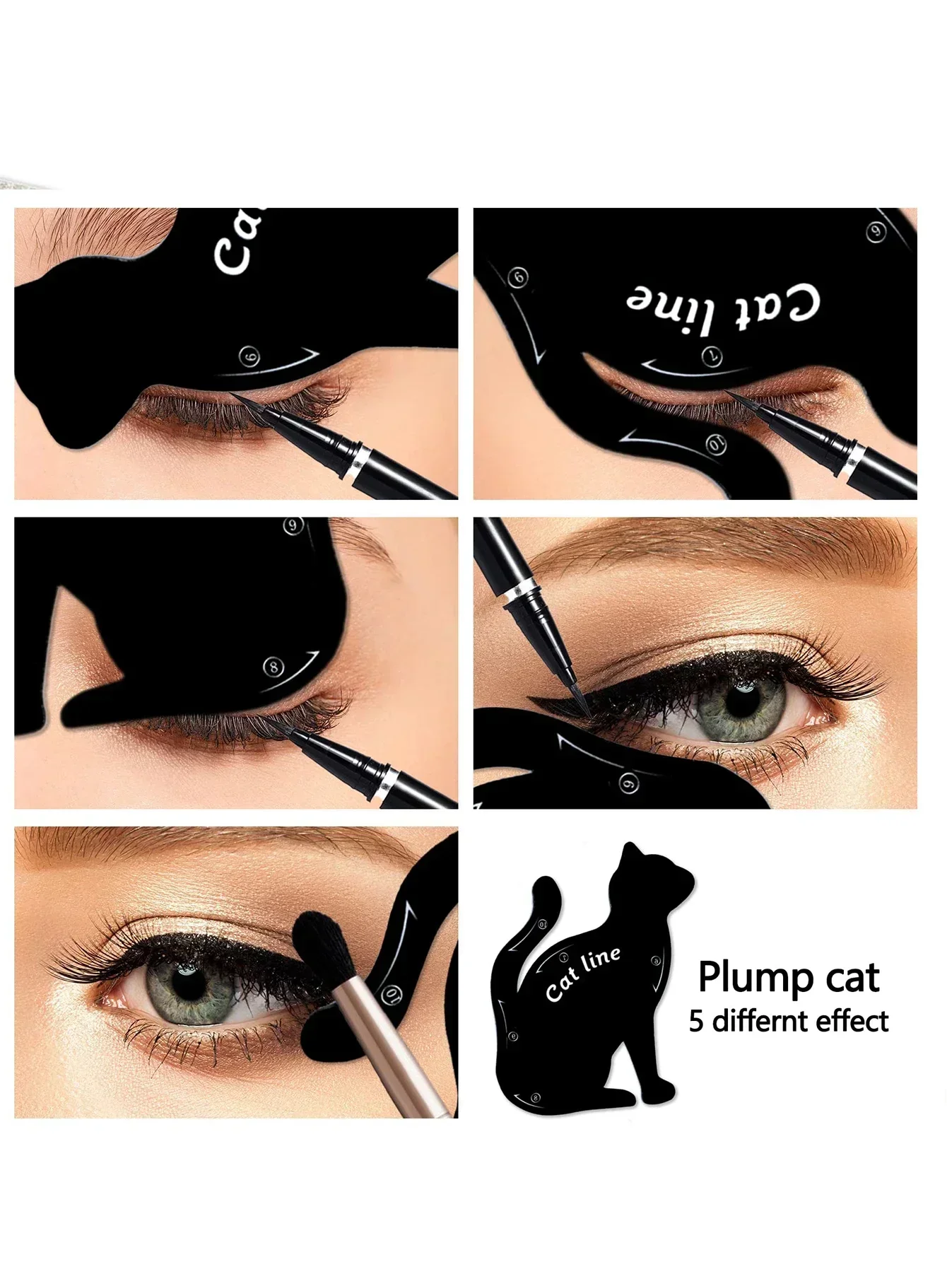 Women Makeup Black Liquid Eyeliner Pencil Fast-dry Smooth Eye Liner Pen Make Up Smudge-proof Eyeliners Eyelid Enhancer Brush Eye