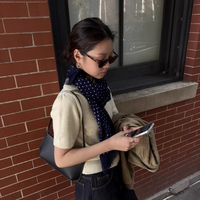 TheBarnet المرأة irt محبوك ort Sve رسالة التطريز بدوره إلى أسفل طوق بسيط Sle الخريف الشتاء Faion الأعلى #4