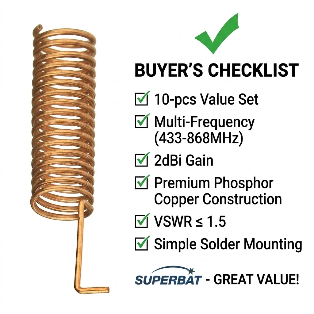 Superbat 10pcs 433MHz 470MHz 490MHz 510MHz 868MHz 2dbi Helical Spiral Spring Remote Control Antenna