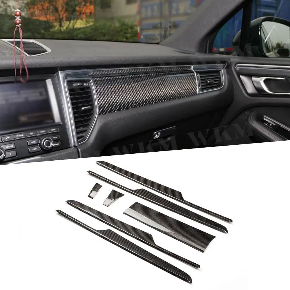 

Dry Carbon Fiber Dashboard Panel Cover Center Console Garnish Door Handle Trim for Porsche Macan 2014-2019