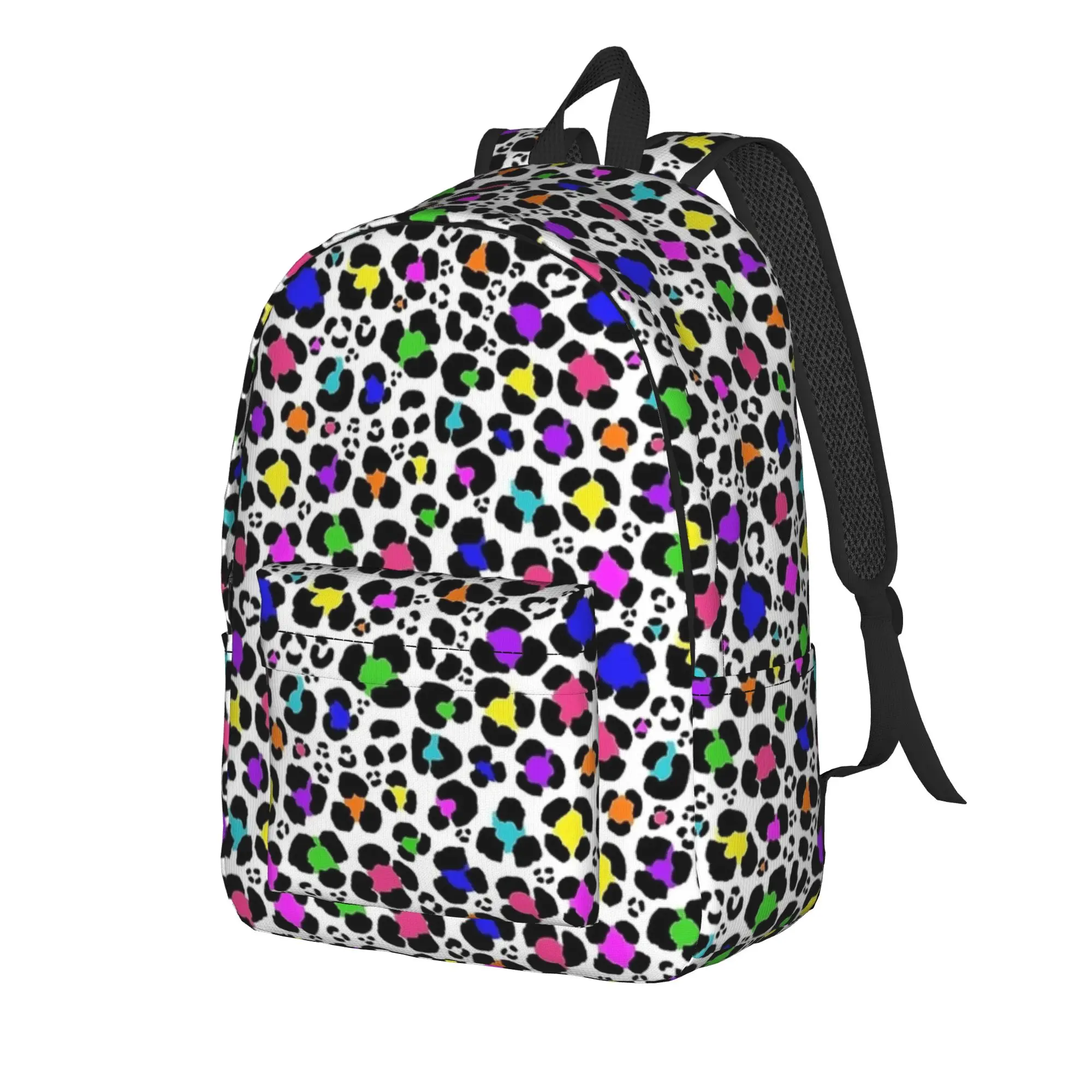 Bright Rainbow Ombre Gradient Leopard Print Pattern Backpack Animal Skin Women Outdoor Backpacks Pattern School Bags Rucksack