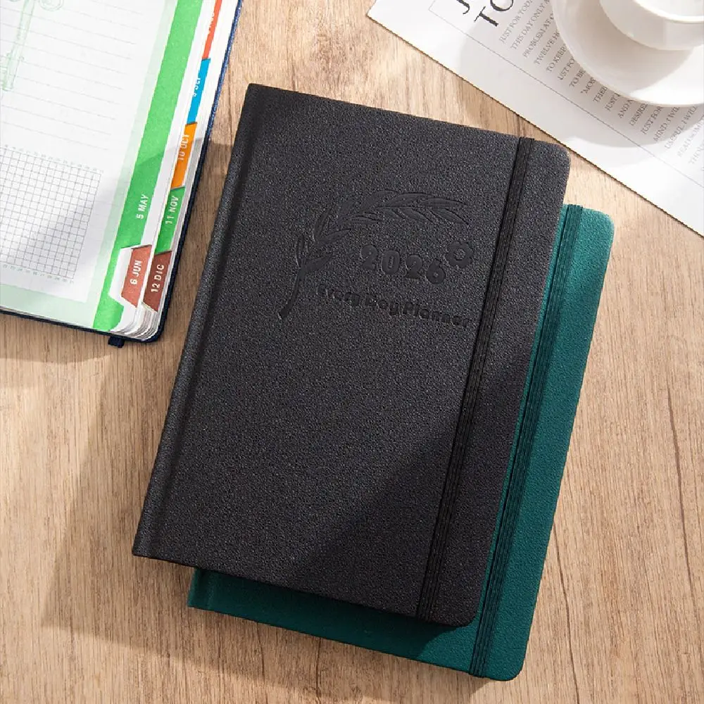 

English 2026 Schedule Planner Notepad 12 Months Wear-resistant A5 Agenda Planning Notebook Efficiency Bookmark