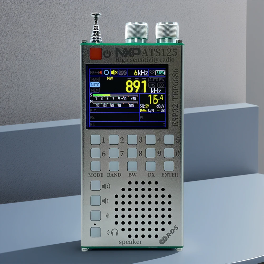 Высокочувствительное радио ATS125 с чипом TEF6686, многофункциональное радио BT, 2,4-дюймовый сенсорный экран, RDS-дисплей данных, радио для домашнего офиса