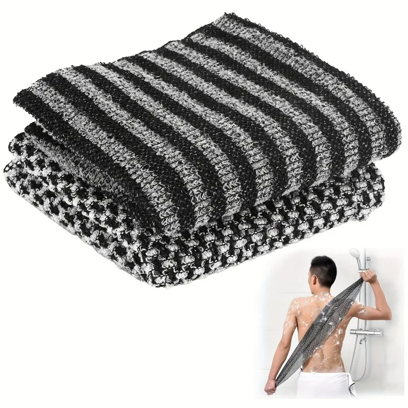 

Double-Sided Exfoliating Bath Scrub Towel with Ergonomic Handle for Back Arms Legs Gentle Textured Design Spa Bathing Accessorie