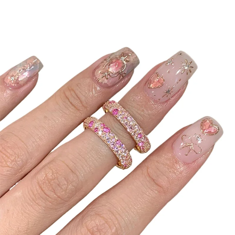 Кольцо из стерлингового серебра с розовой цыганской звездой и цирконом с бриллиантом, женское нежное кольцо на палец премиум-класса