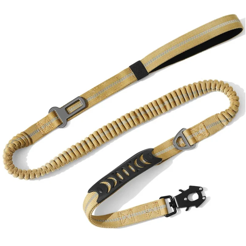 Reflective Explosion-proof Dog Leash No Pull Dog Leash Reflective Shock Absorbing Pet Leashes with Car Seatbelt for Large Dogs