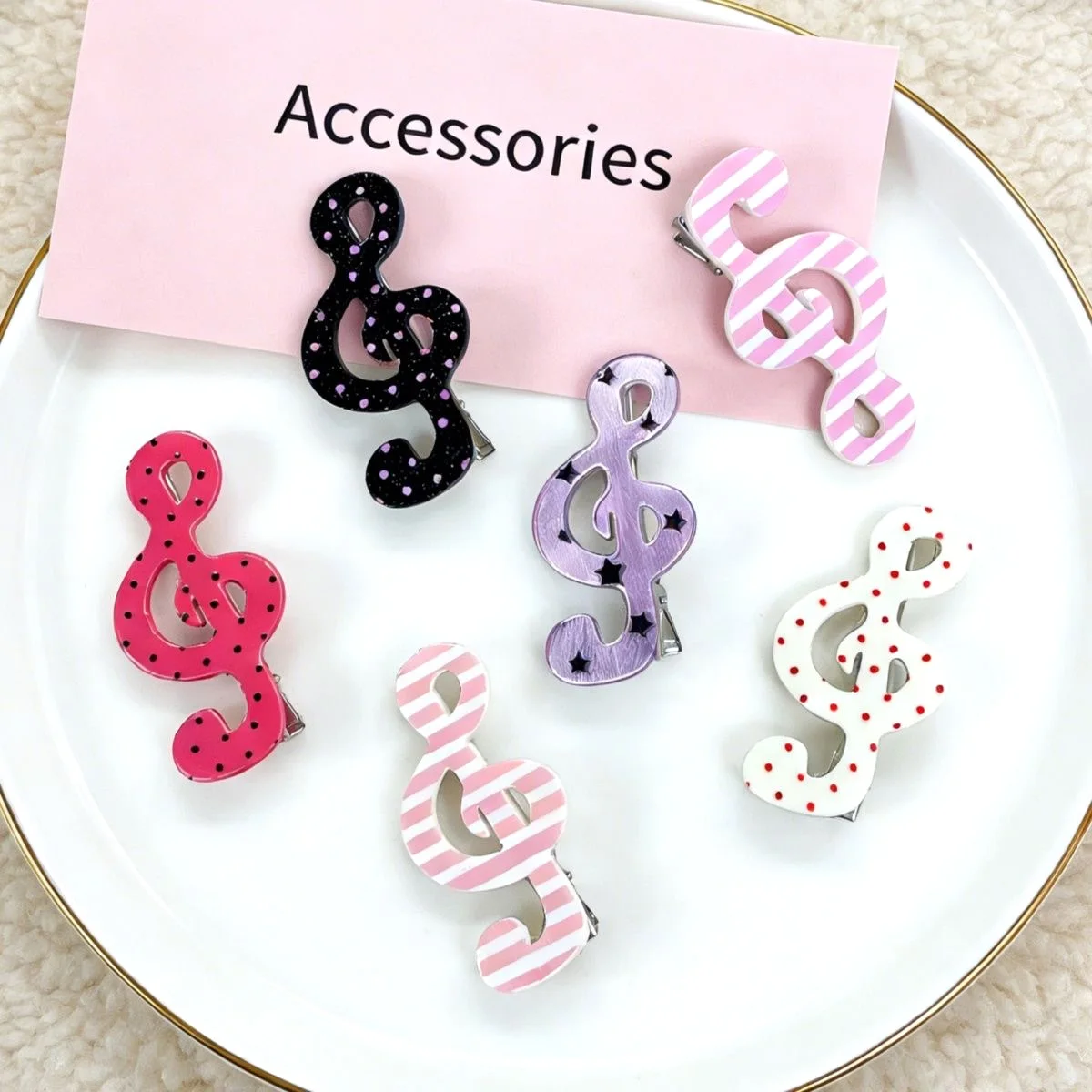 

Kawaii Y2k Star Music Note Wing Hairpin Trendy Hair Clips Starry Stripes Musical Note Resin Hairpin