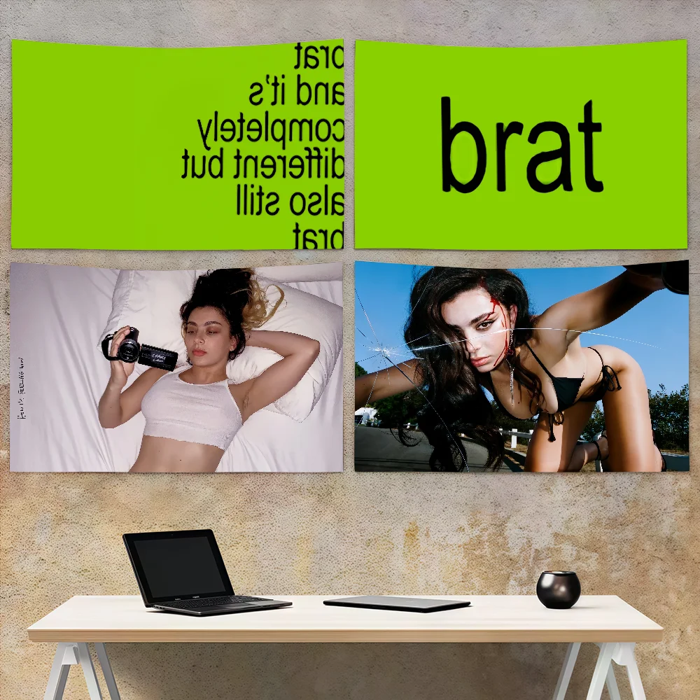 Charli XCX Brat العلم الديكور الفن نزهة حفلة المنزل معلقة التخييم في الهواء الطلق راية الحفلات