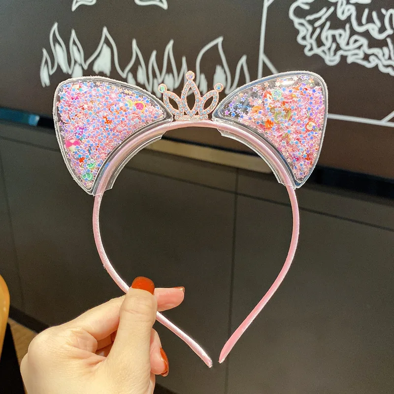 Glitter Cat Ear Hairband Girl Children Quicksand Crown  display picture 1