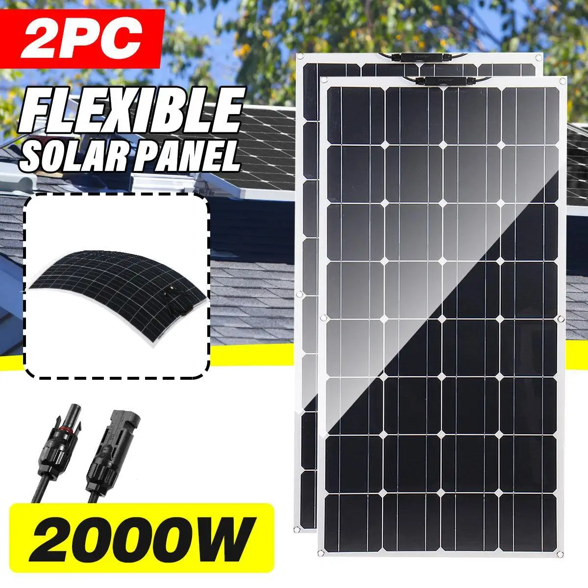 2000W Solar System For Home Complete Kit With 1000W 2000W Solar Panel 100A Charge Controller 220V Inverter 10Ah30Ah LFP Battery