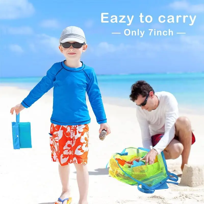 Y4UD Big SizeNet Bag for Totes for Shell Storage for Kids Beach Collection Clothes Children Outdoor Travel Quick Dry Tot