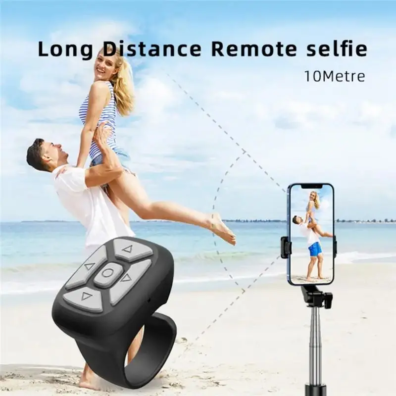A31T Bluetooth Ring Remote Control, Fingertip Button Selfie Device, Lazy Wireless Controller for Phone APP, Video, Music, Page