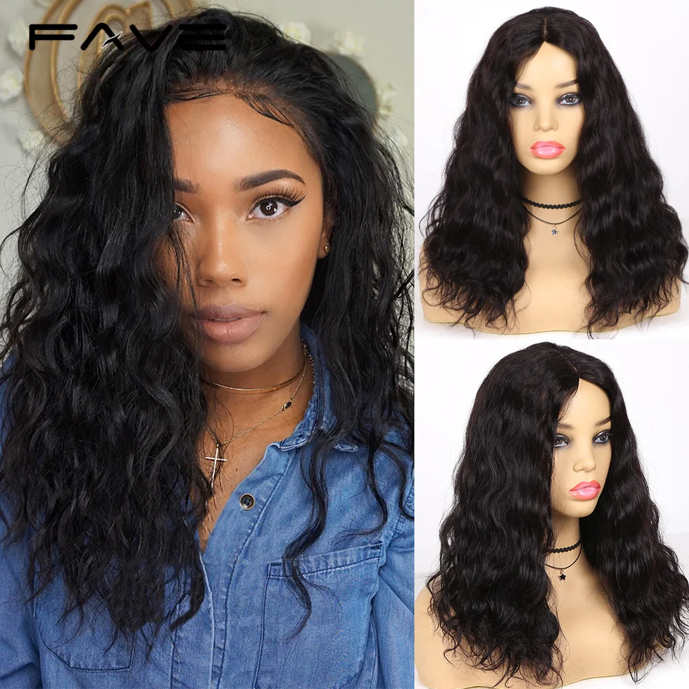 FAVE Lace Part Human Hair Wigs Natural Wave Glueless Brazilian Hair 4×1 Middle Part Natural Hairline Body Wave For Black Women