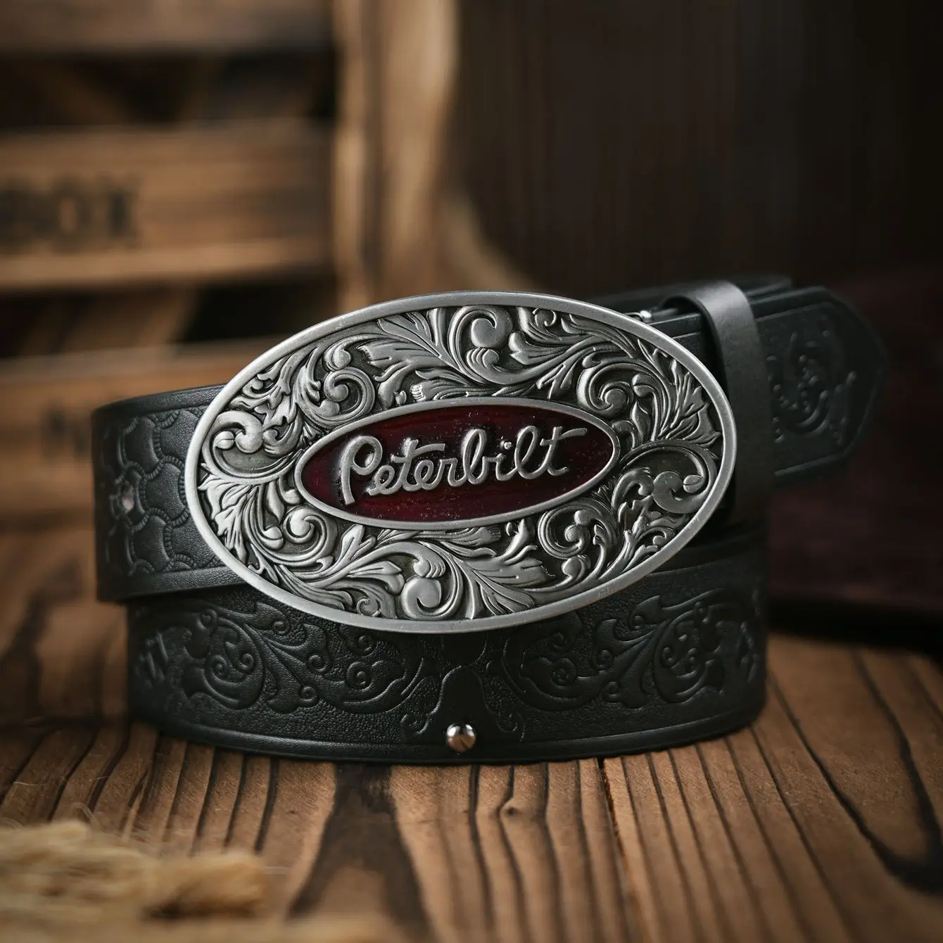 A men\'s western denim style PU belt