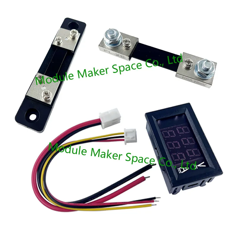 Mini Digital Voltmeter DC 0-100V 1A 10A 50A 100A Amp Volt Voltage Current Meter Detector Tester Dual LED Display Gauge+Shunt