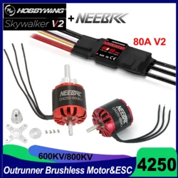 Hobbywing Skywalker Brushless Motor, Asa fixa Drone Quadcopter, RC FPV, V2, ESC, 4250 600KV, 800KV, 3-7S, Hobbywing