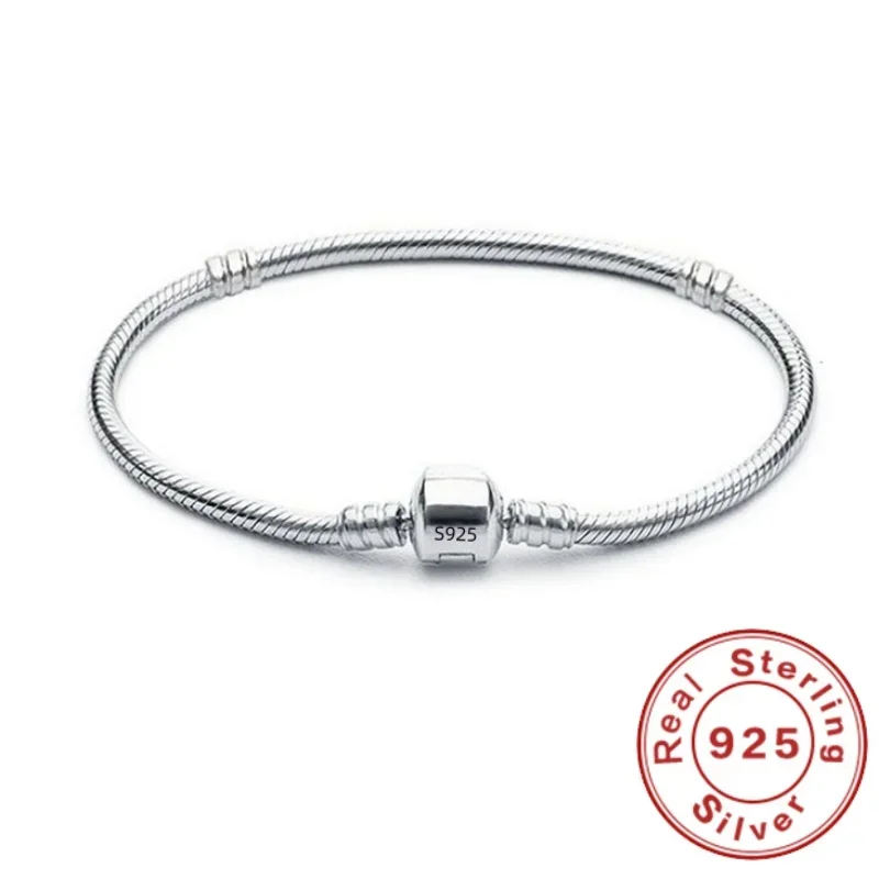 Cadena de serpiente de plata de ley 925 para mujer, pulsera con dijes, regalo de joyería