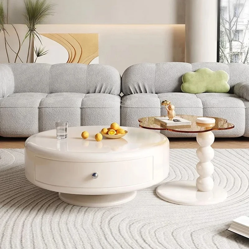 

L French Tea Table Set Round Living Room Household Simple Modern Small Household Light Luxury Cloud Tea Table O