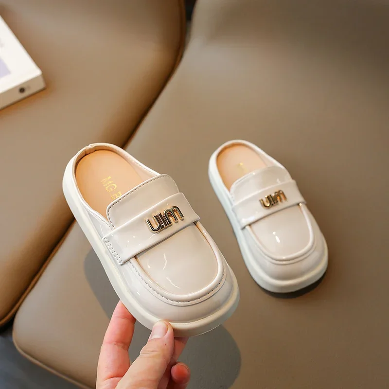 Summer Fashion Beautiful Children's Half-mog Princess Daily Student Casual Cute Kids Elegant and Comfortable Babys Leather Shoes