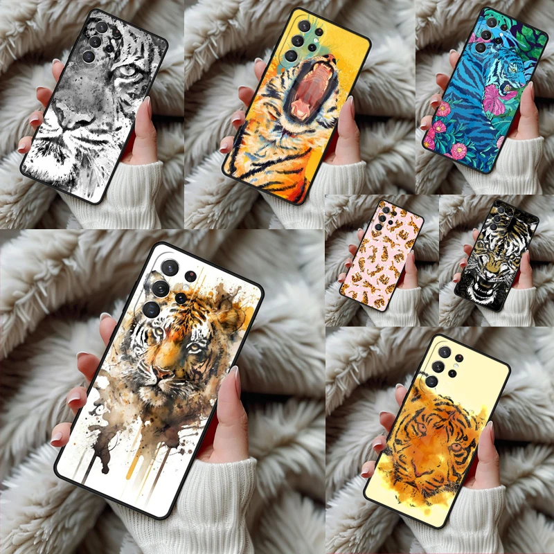 Animal Tiger Art Phone Case For Samsung Galaxy S24 S25 S26 Ultra S22 S23 Plus S21 S20 FE Note10 TPU Cover