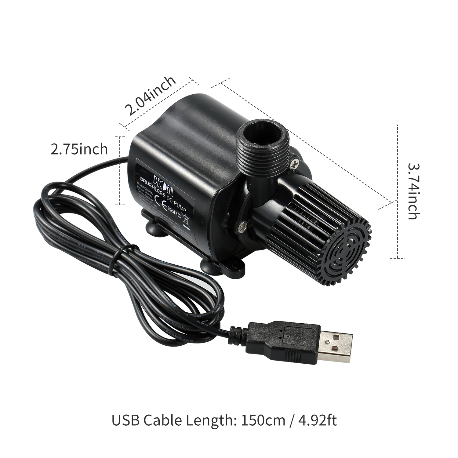 Aquarium Pump USB Fish Tank Submersible Water Pump 12V Micro Brushless Waterproof Fountain Pump Pond Circulating 500L/H 4W