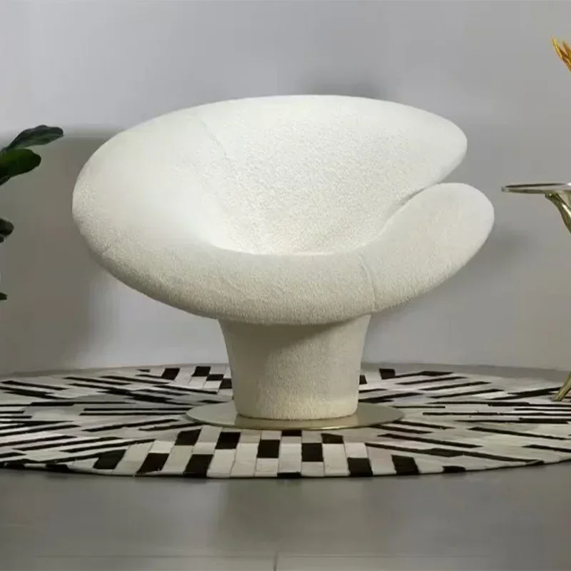Minimalist Fiberglass Special-shaped Lotus Leisure Hotel Reception Single Sofa Reclinerl16