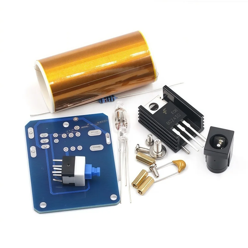 BD243 Mini Tesla Coil Kit Magic Props DIY Parts Empty Lights Technology Diy Electronics BD243C