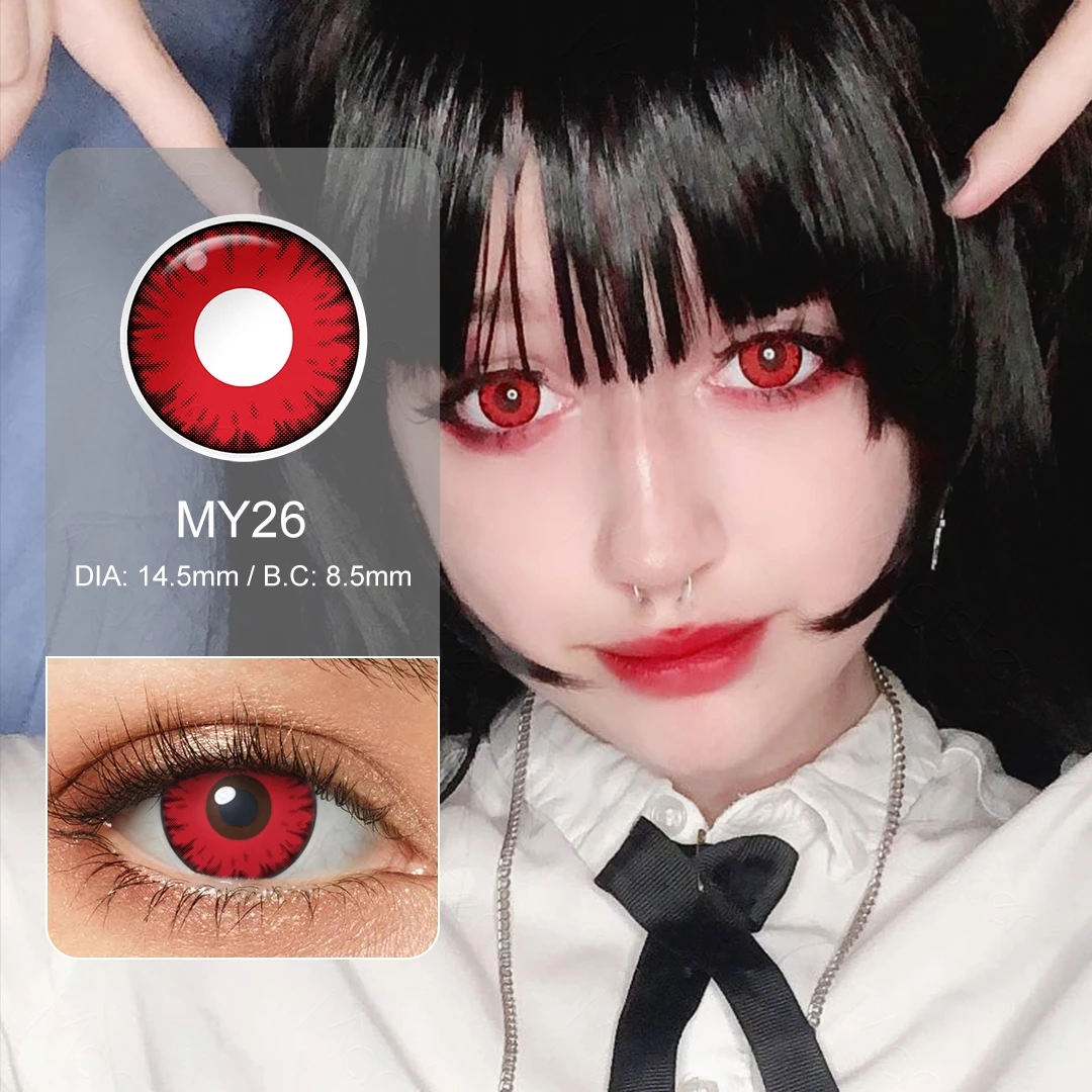 Color Contact Lenses for Eyes 1 Pair Anime Cosplay Colored Lenses Red Color Multicolored Lenses Contact Lens Beauty Pupils Lens