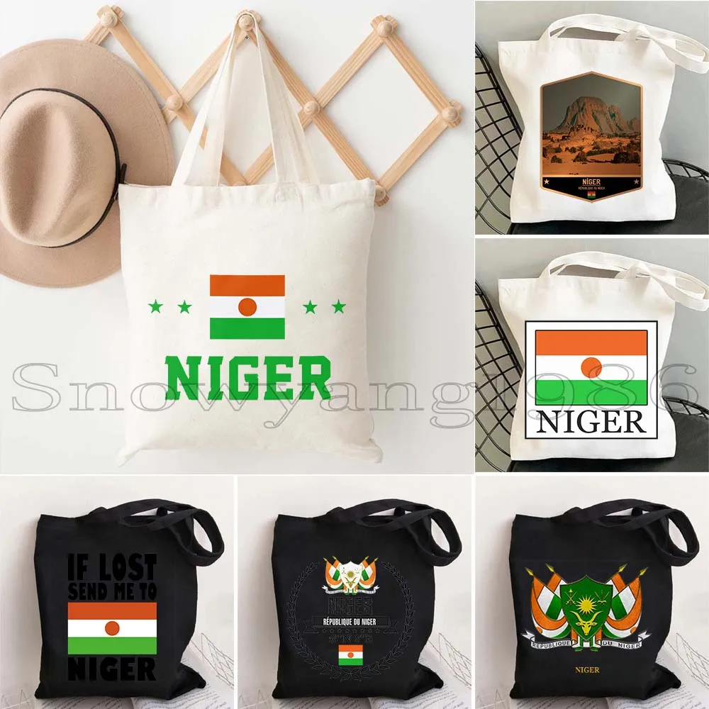 

Niger Map Nigerien Flag Heart Gifts Large Capacity Durable Canvas Tote Bag Shopper Women Handbags Shopping Casual Grocery Bag
