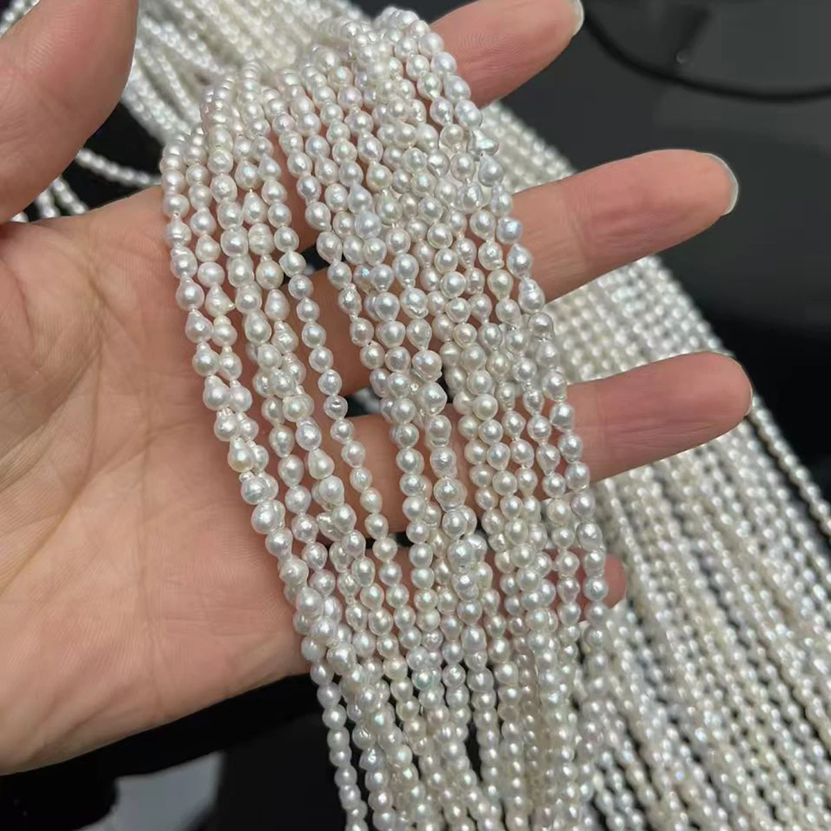 

A Natural Freshwater Pearl Small Tail Rice-Shaped Pearl 3-4mm For Jewelry Making DIY Necklace Earrings Bracelet Accessory