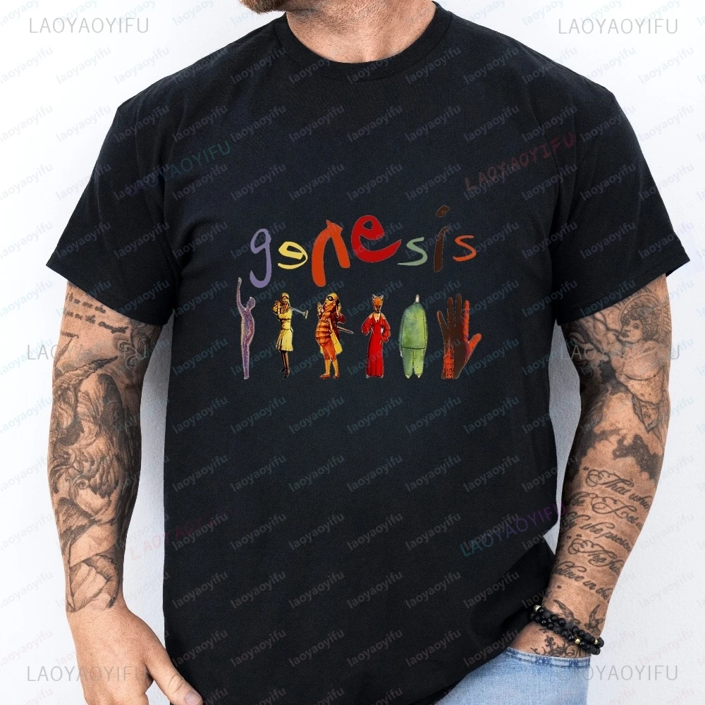 Retro Genesis Band Rock Band Trendy Harajuku Short-Sleeved Men's and Women's Universal Shirt Pattern Fashion T-shirt