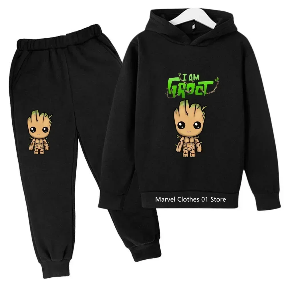 Boys Groot Hoodie Set Kids Long Sleeves Outfits 3-14 Years Children's Sets Baby Boy Casual  Tracksuit Hoodie + Pants Sets