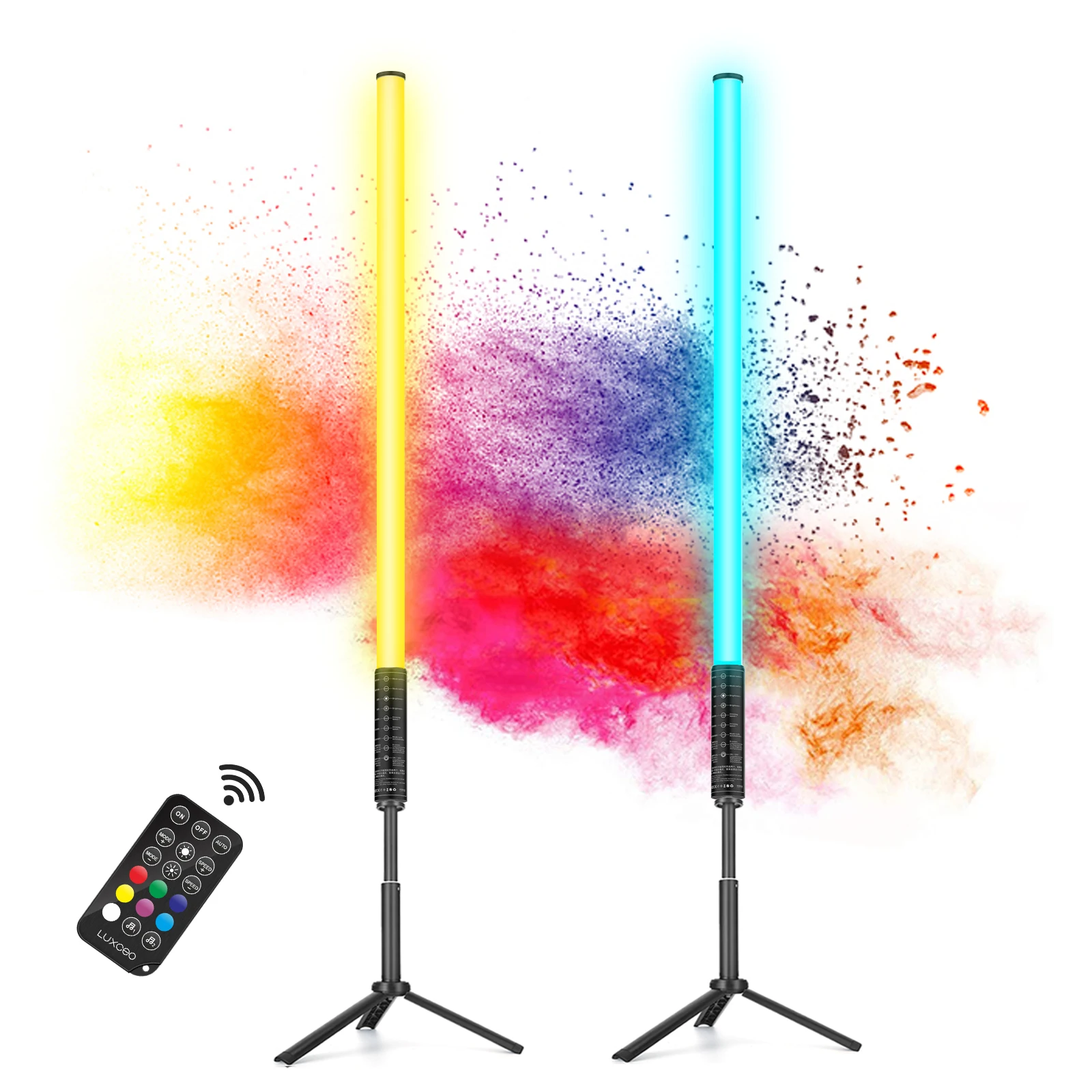 LUXCEO 2-piece set 85cm Mood Atmosphere Light Sticks Background lighting Color-changing With Music Mode for Christmas Party Bar