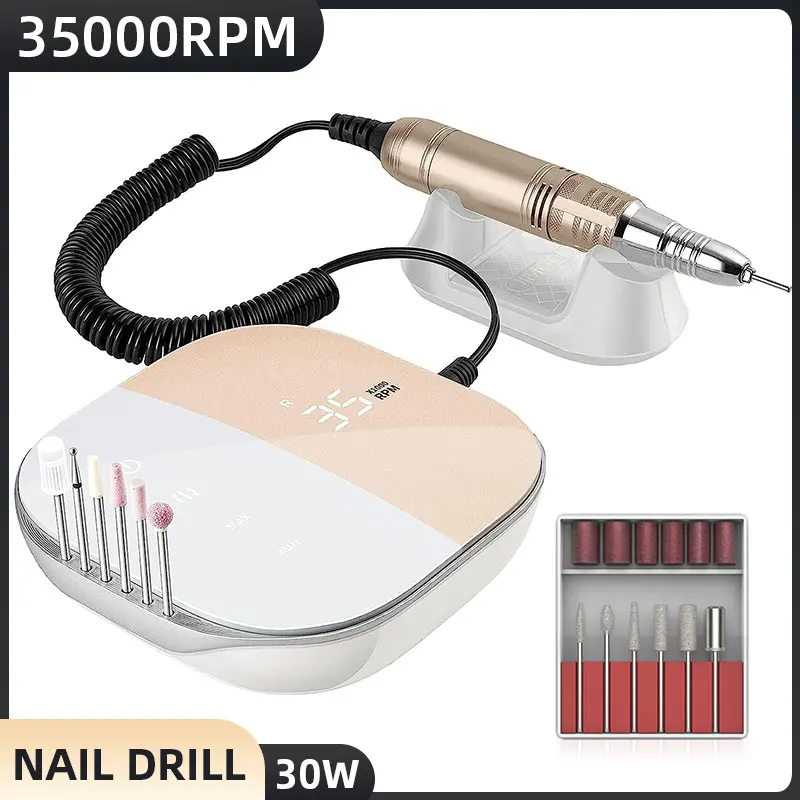 35000RPM Nail Drill Manicure Machine With Touch Screen Rechargeable Electric Nail Sander For Pedicure Gel Polishing Nails Tools