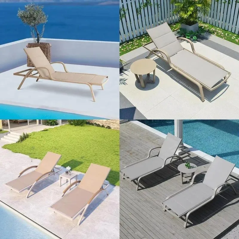 Collapsible Aluminum Lounge Chair Metal Folding Beach Chair for Outdoor Garden Pool Courtyard Living Room Hotel Use
