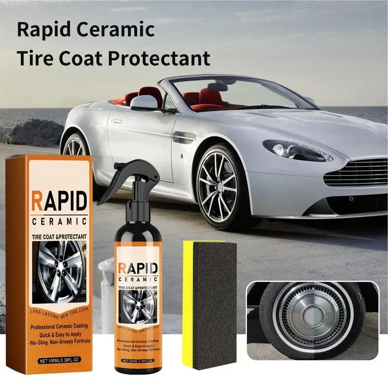 Ceramic Tire Shine High Efficiency Car Tire Cleaner Permanent Tire Shine 100ml Tire Polish Shine Long Lasting Tire Shine For All